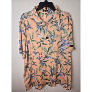 Bad Birdie Men's XXL Core Polo Shirt Flora Fiesta Peach Floral Golf